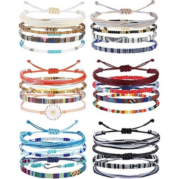 24 Pieces Waterproof String Bracelets for Women Surfer Wave Boho - Picture 6 of 6